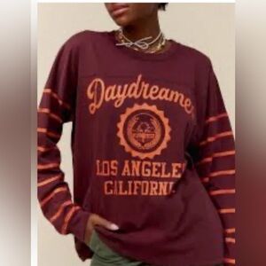 NEW Daydreamer LA Seal Varsity Long Sleeve In Pigment Maroon SZ med oversized